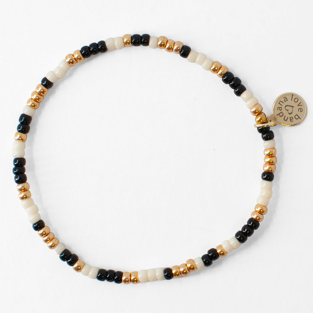 Black, Ivory, and Gold Mini Candi Beads