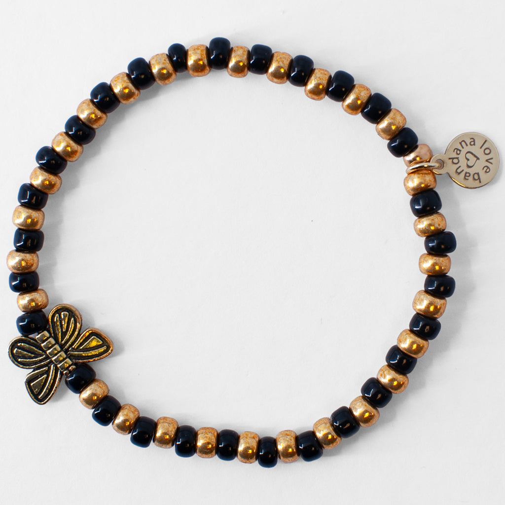 Gold Butterfly in Black and Gold Candi Beads