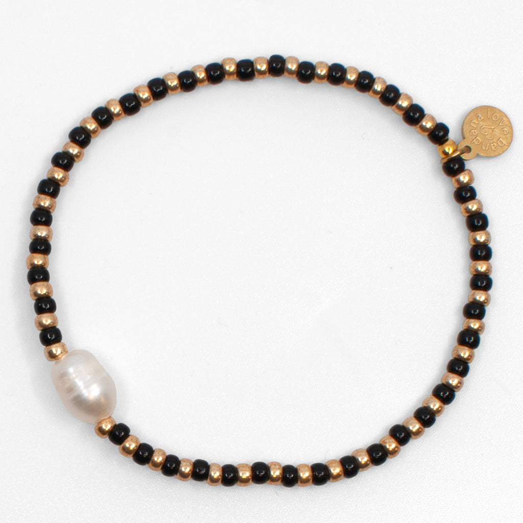 Pearl in Black and Gold Mini Candi Beads
