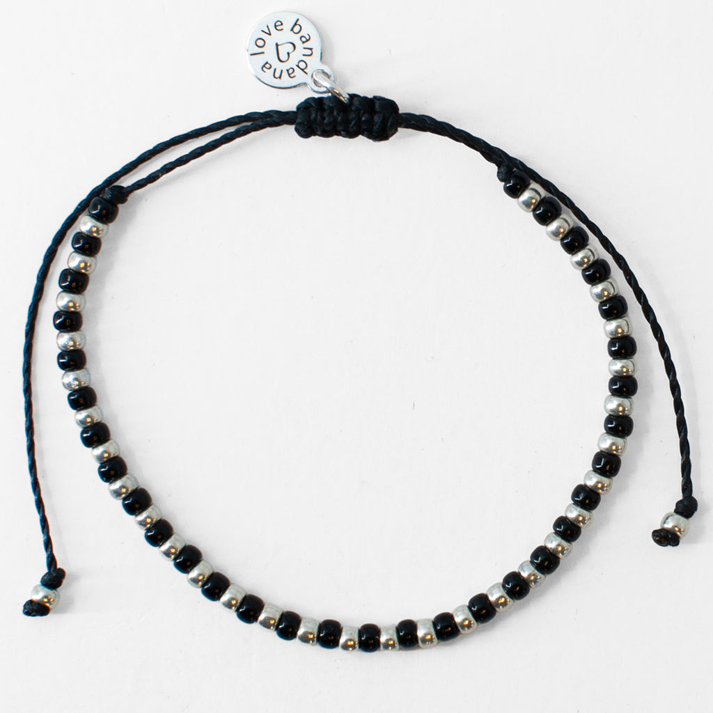 Black and Silver Beaded String