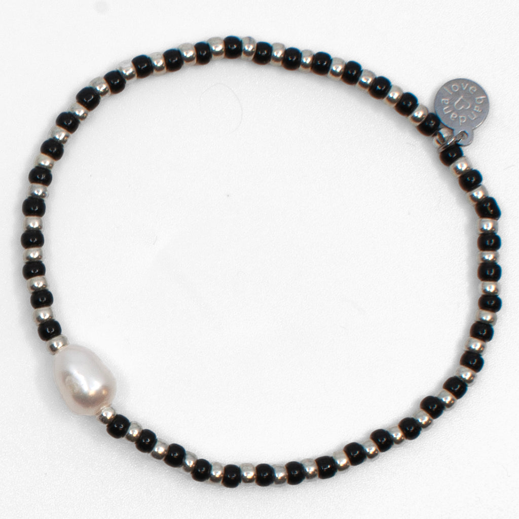 Pearl in Black and Silver Mini Candi Beads
