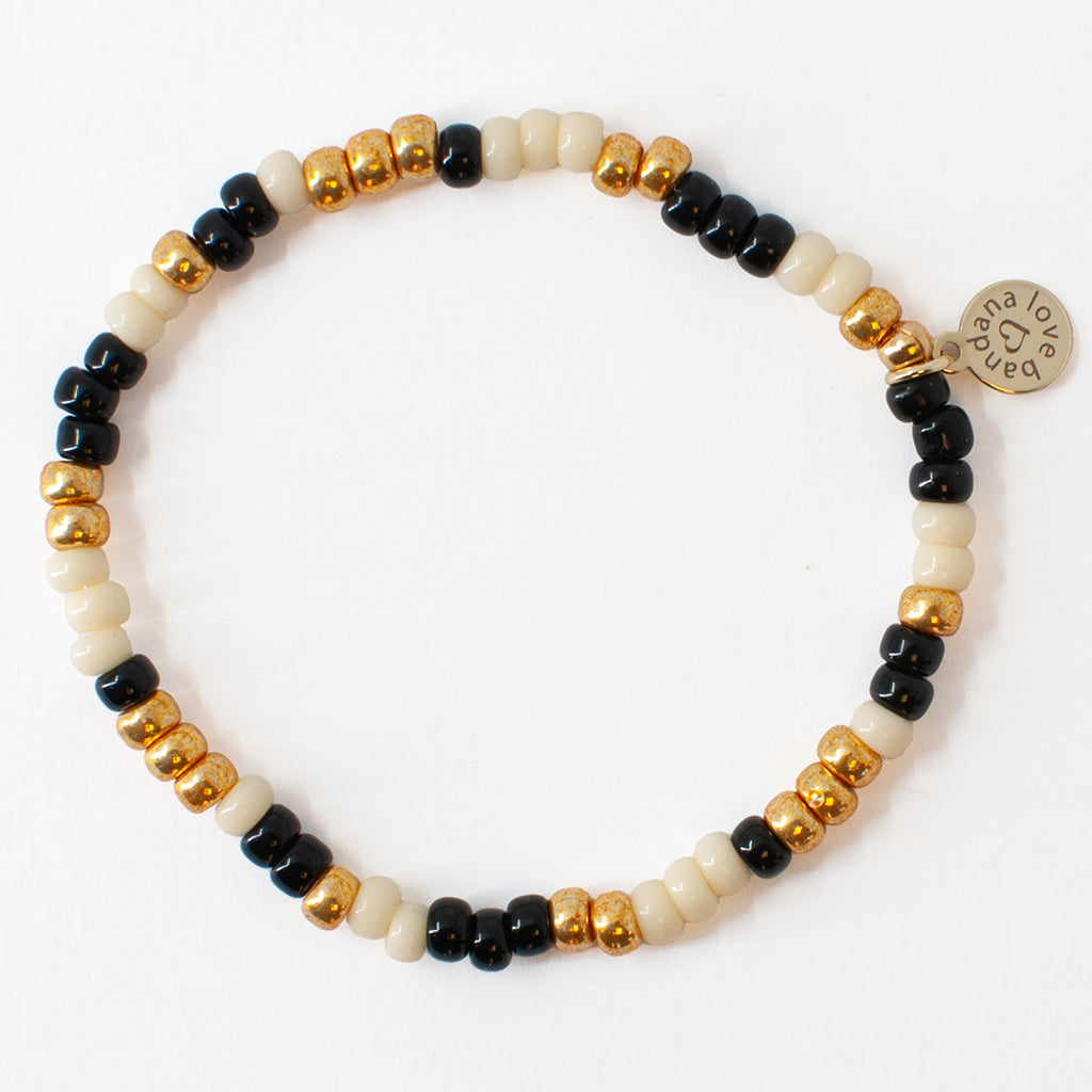 Black Ivory and Gold Candi Beads