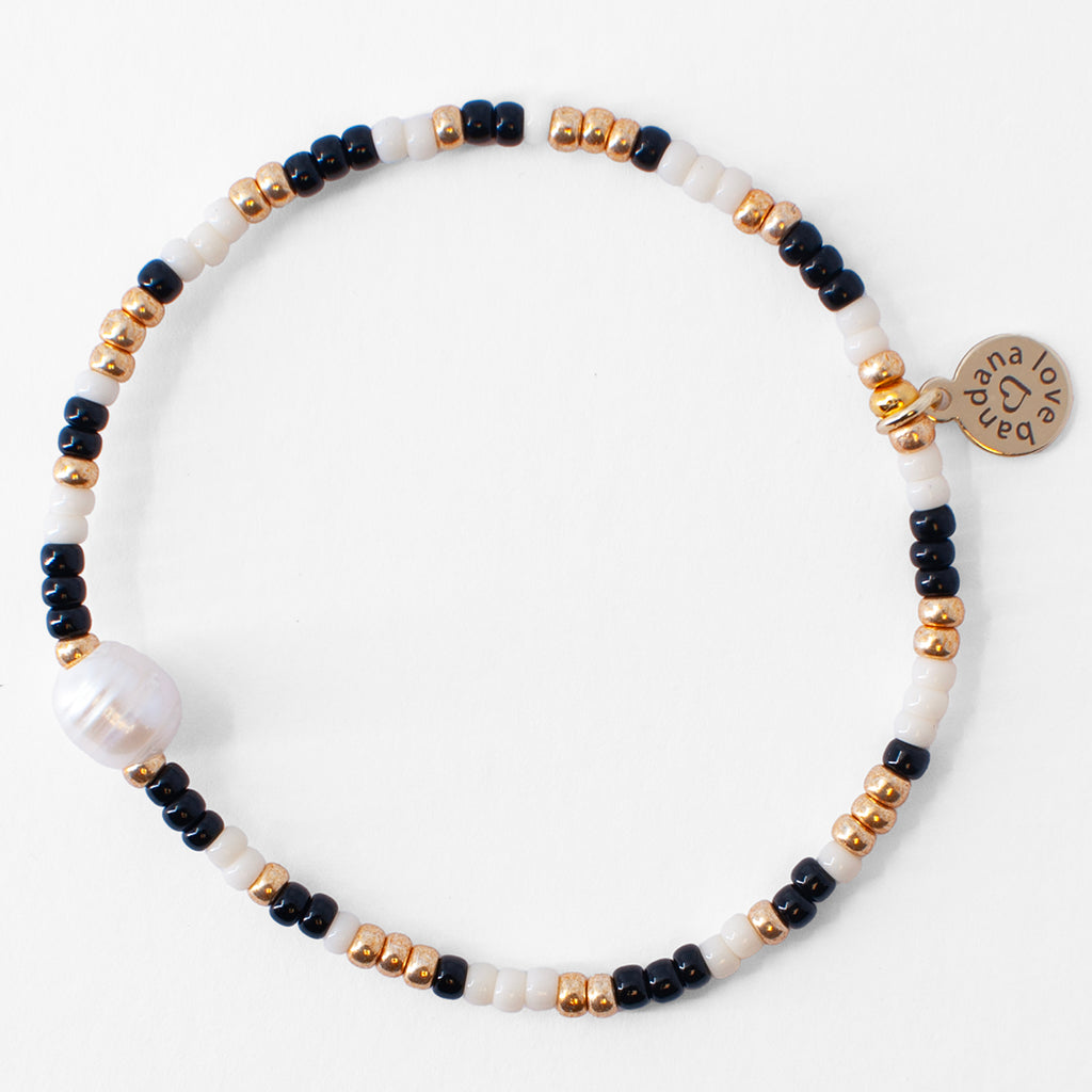 Pearl in Black, Ivory, and Gold Mini Candi Beads