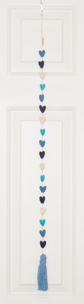 Blues and Ivory Hearts Heart String