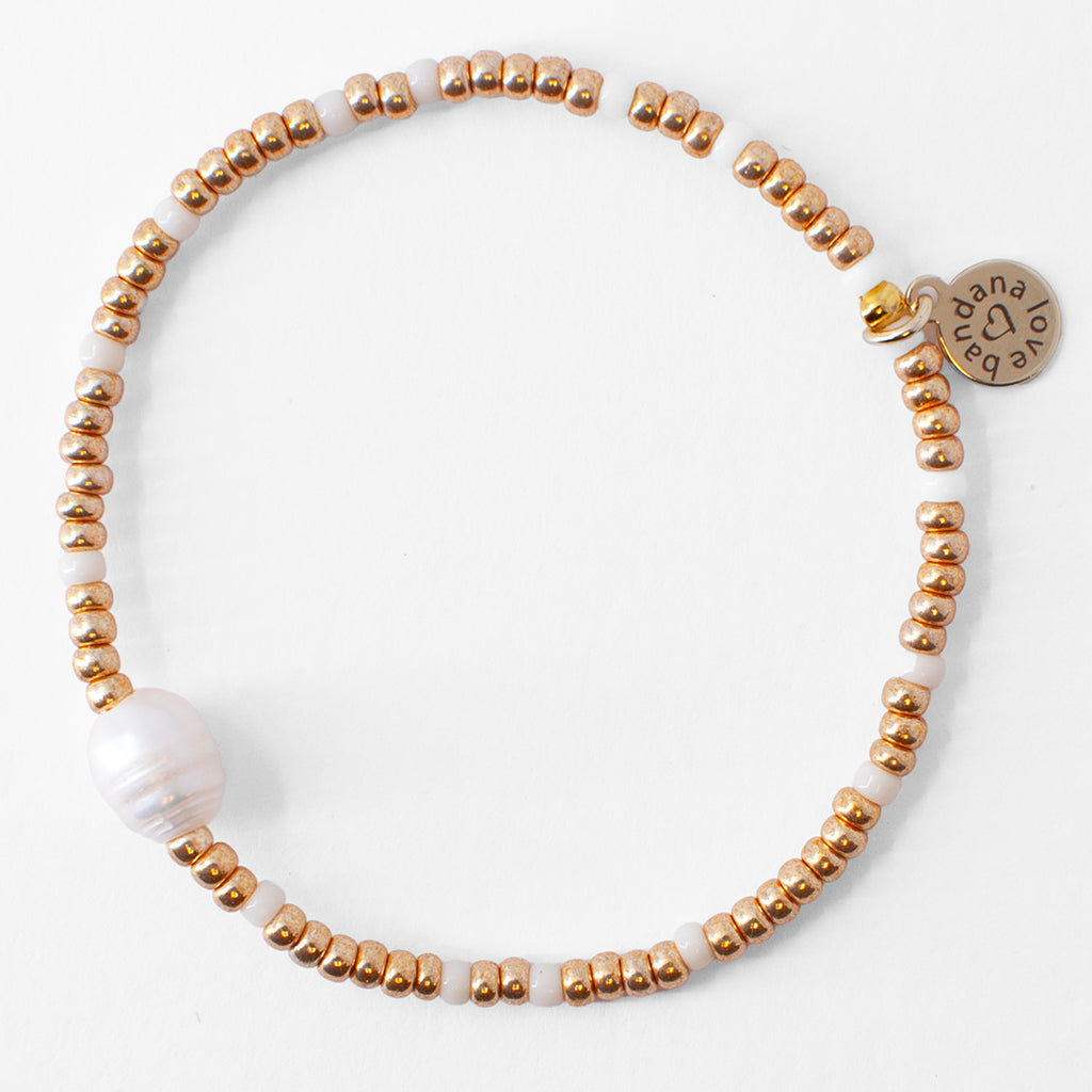 Pearl in Gold With Ivory Mini Candi Beads