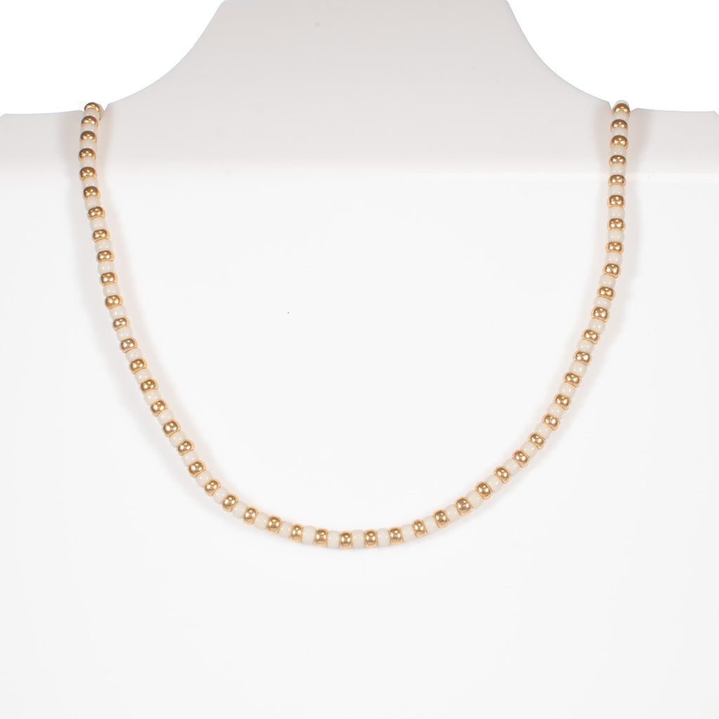 Ivory and Gold Candi Beads Necklace