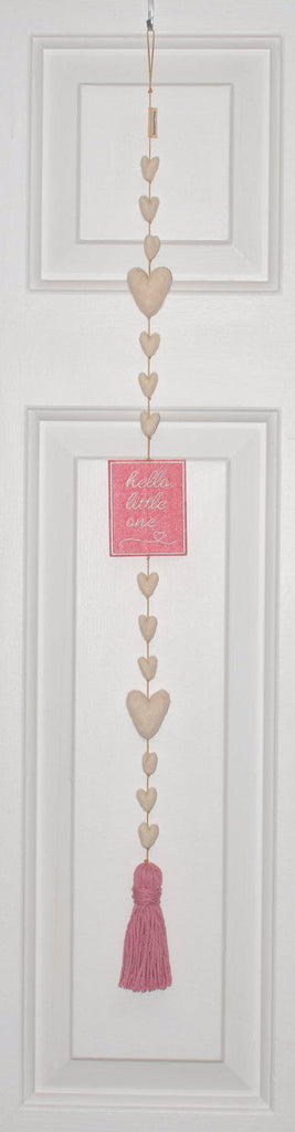 Hello Little One Heart String in Pink or Blue