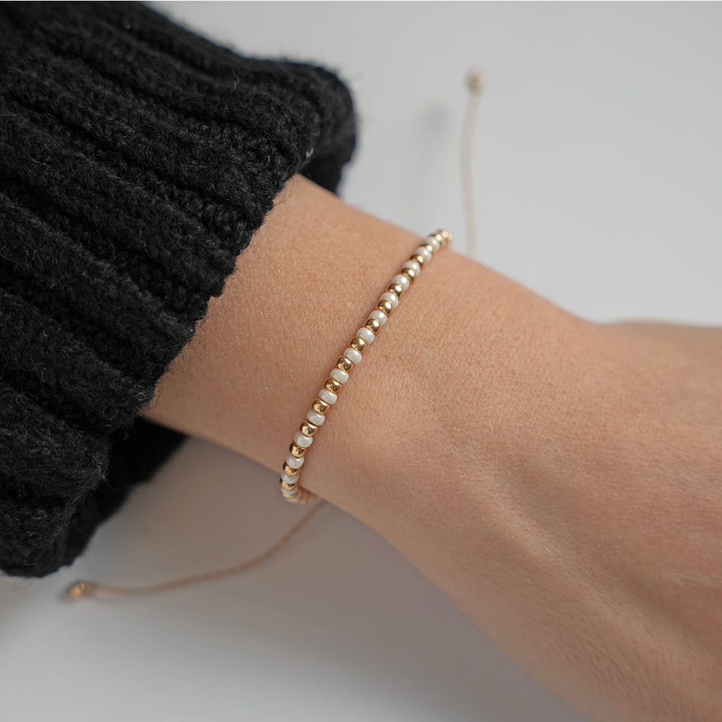 Ivory and Gold Beaded String