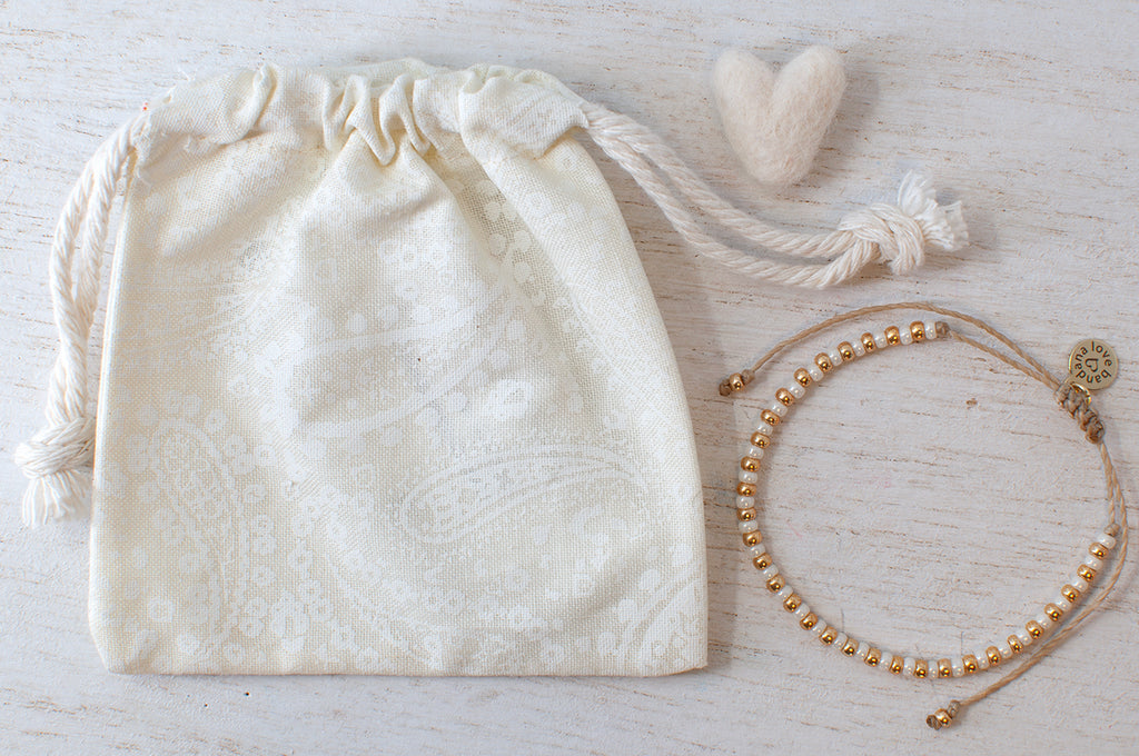 Ivory and Gold Beaded String