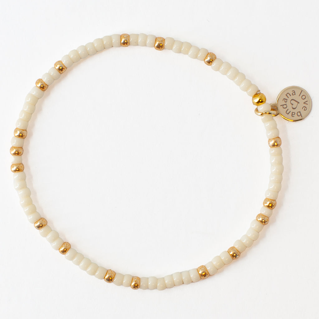 Ivory With Gold Mini Candi Beads