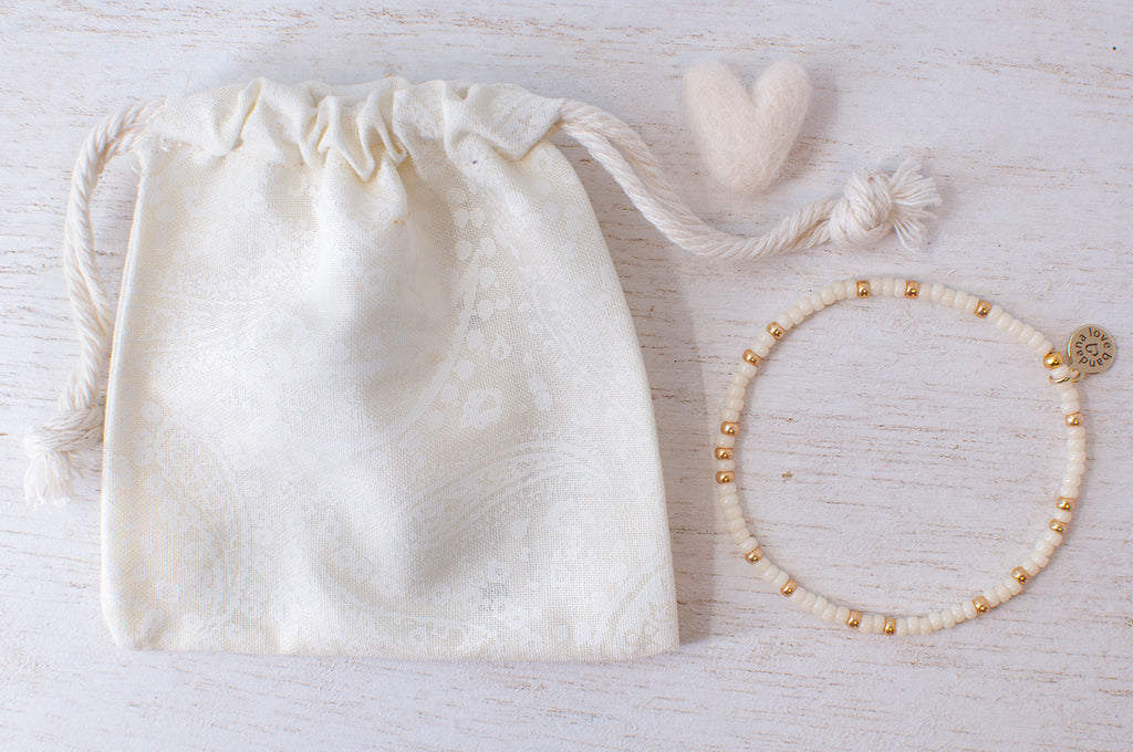 Ivory With Gold Mini Candi Beads