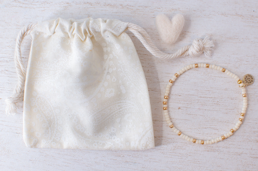 Ivory With Gold Mini Candi Beads