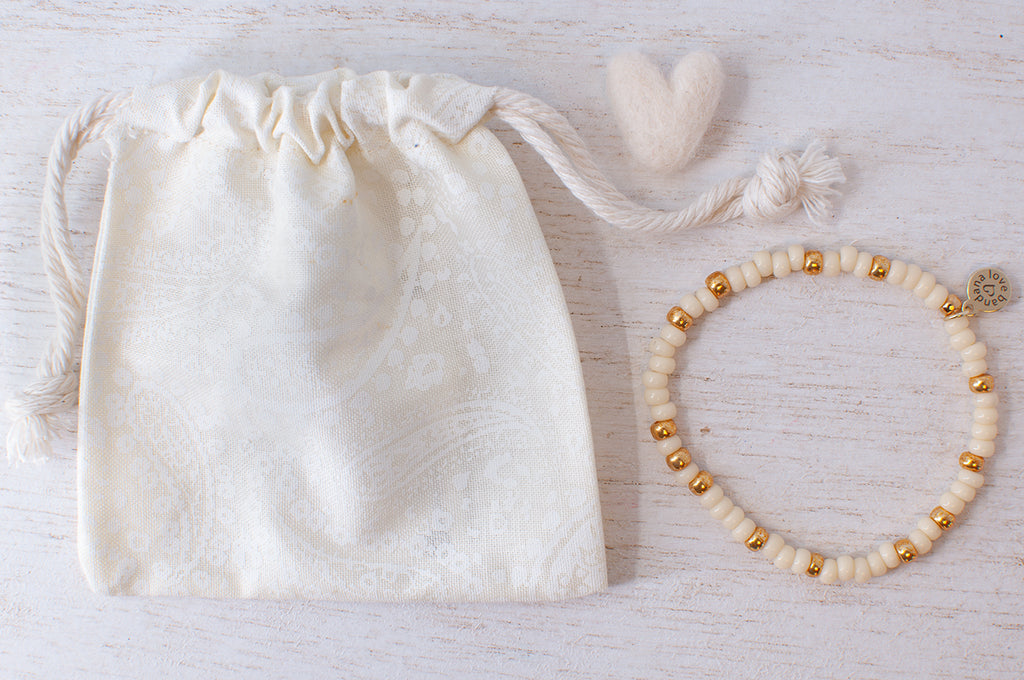 Ivory With Gold Candi Beads