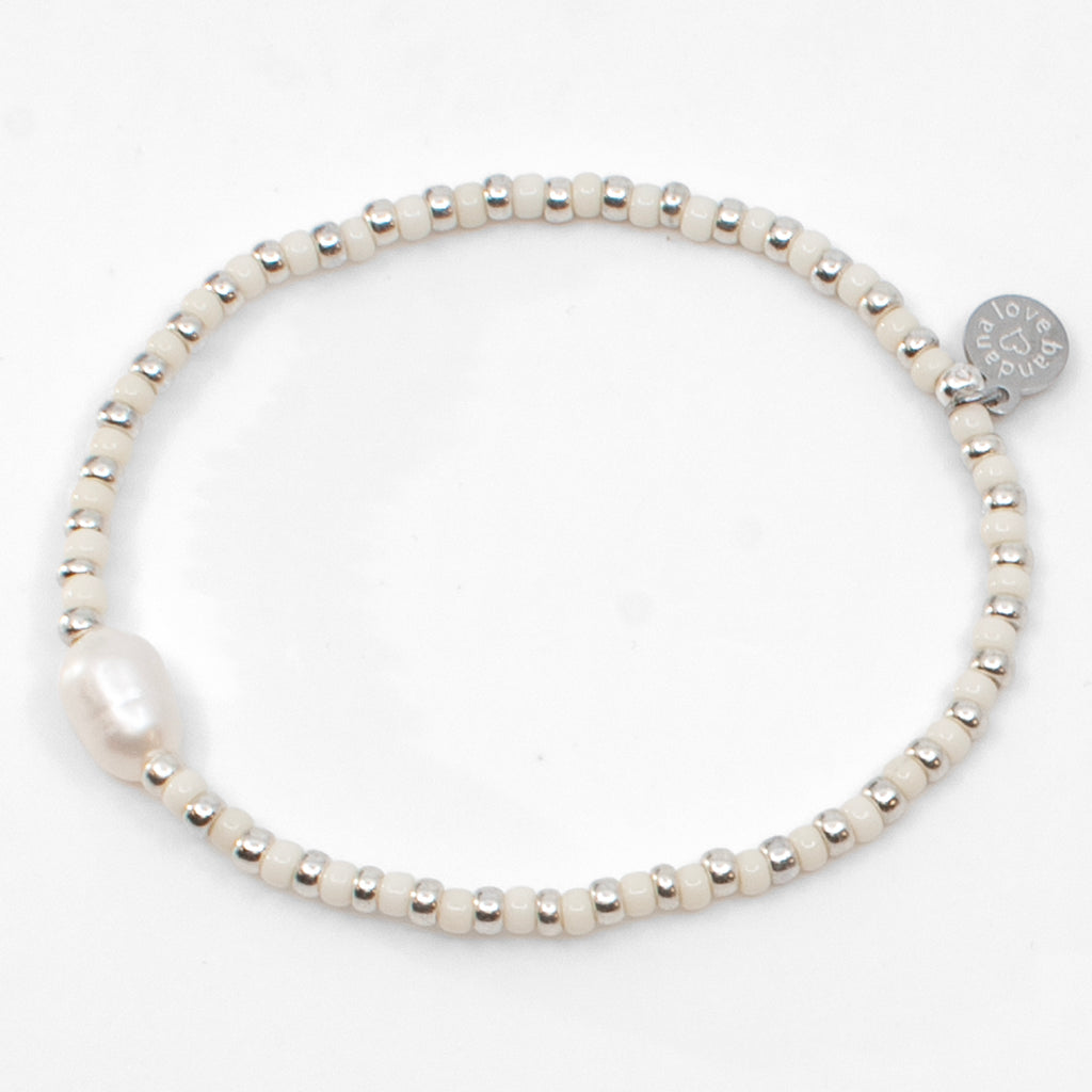Pearl in Ivory and Silver Mini Candi Beads