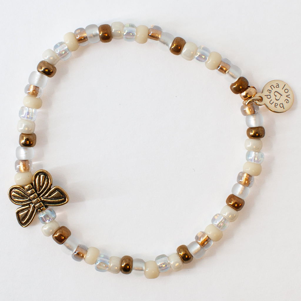 Gold Butterfly in Latte Candi Beads