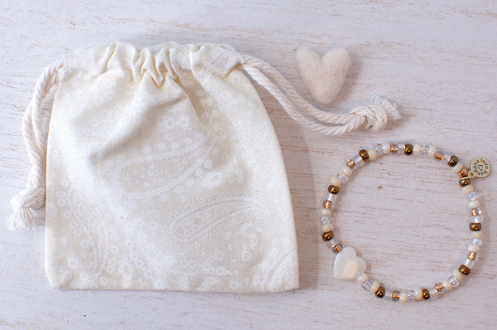 Shell Heart in Latte Candi Beads