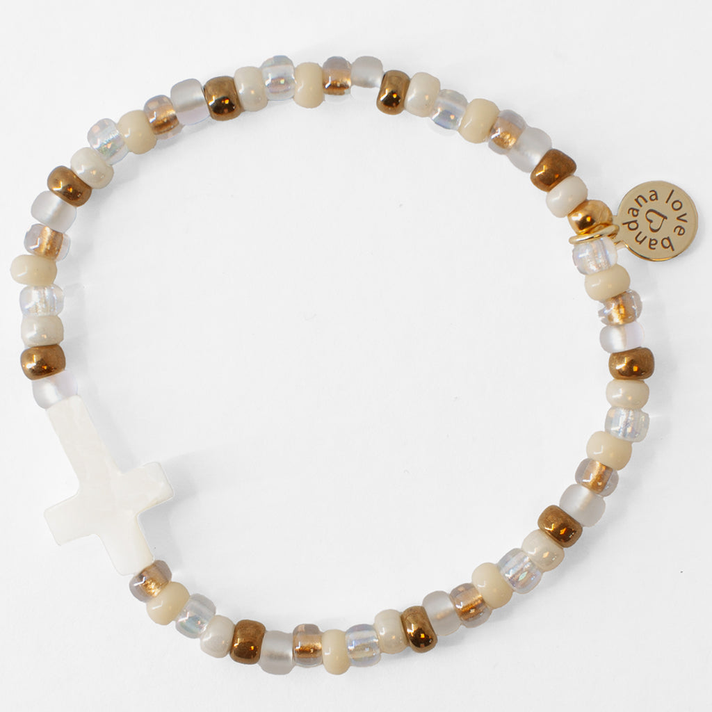 Shell Cross in Latte Candi Beads