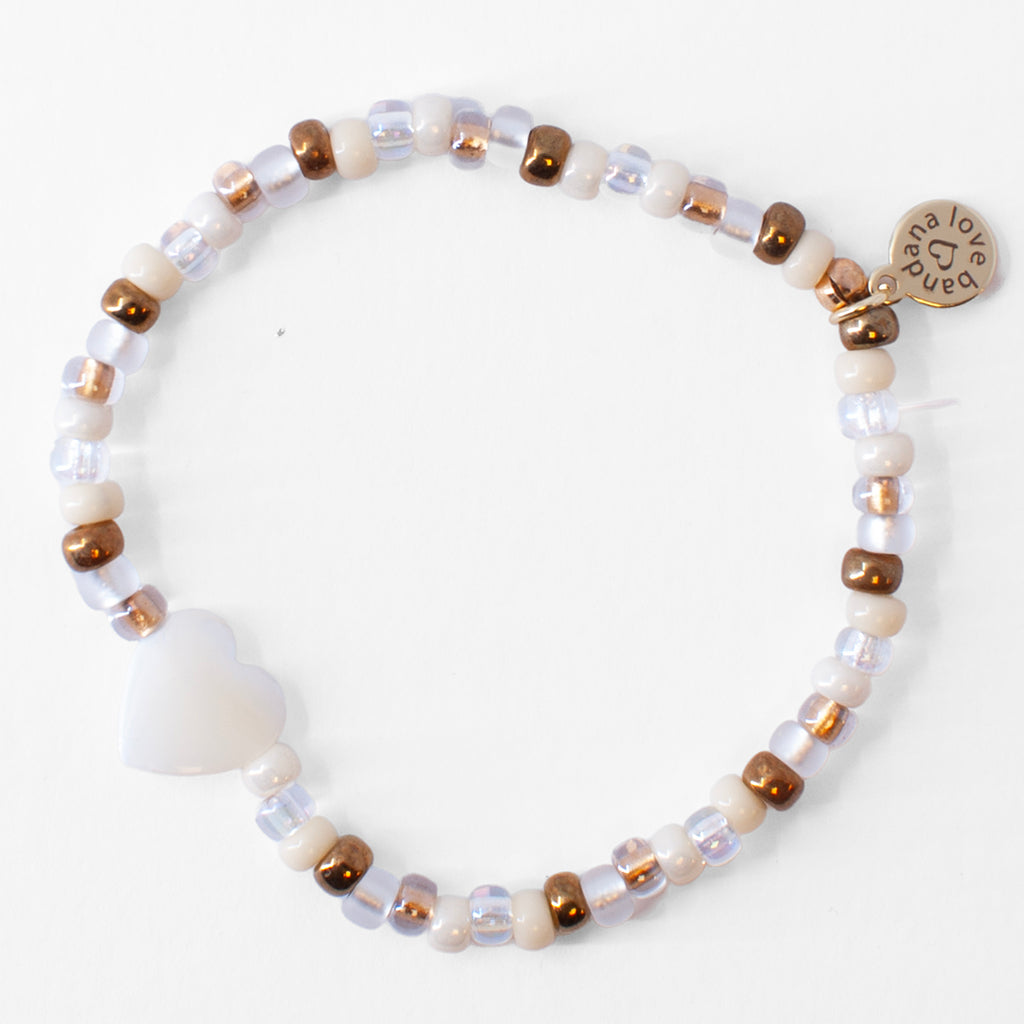 Shell Heart in Latte Candi Beads