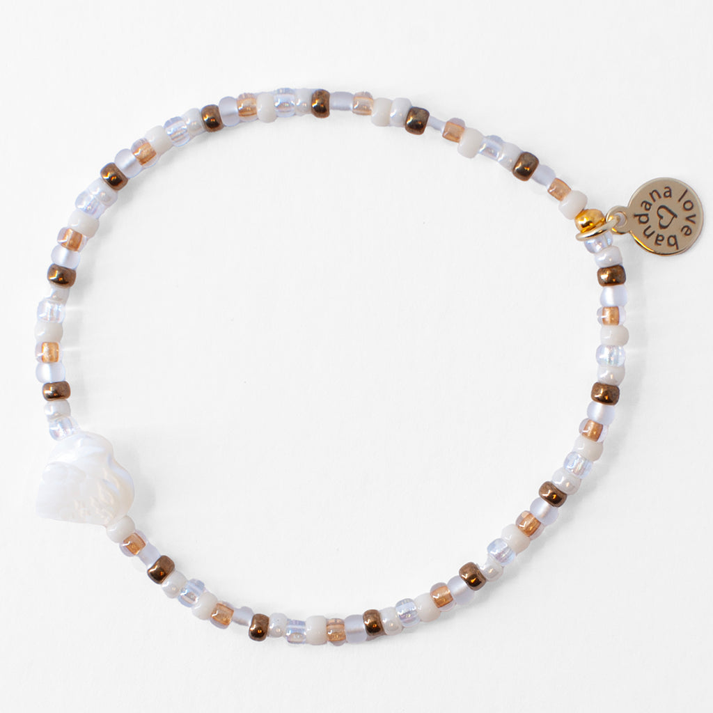 Shell Heart in Latte  Mini Candi Beads