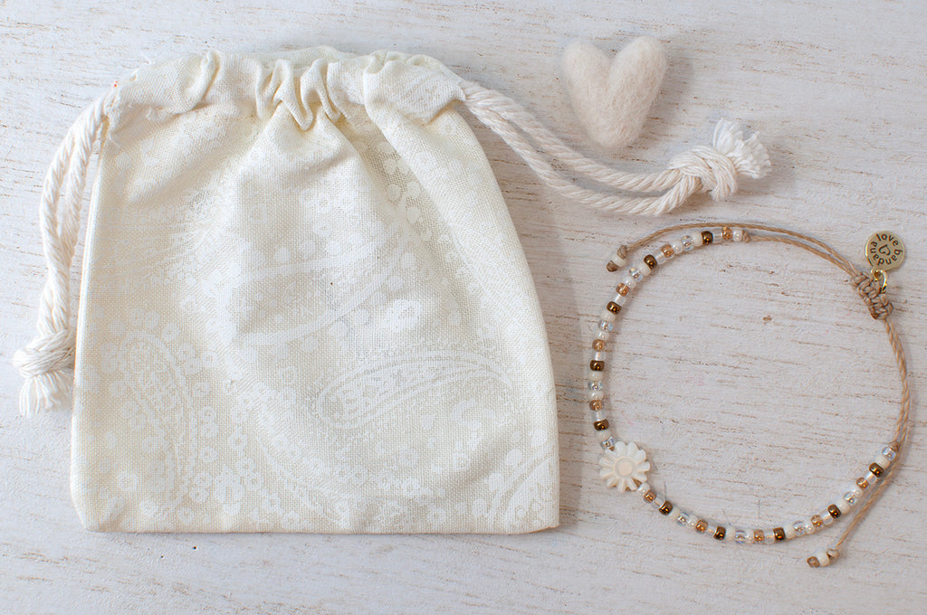 Shell Flower in Latte Beaded String
