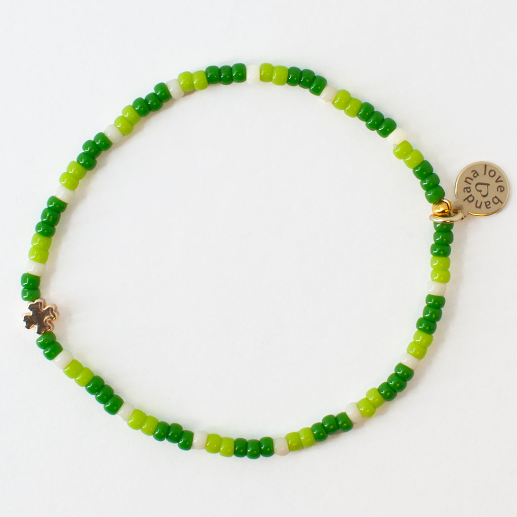 Gold Shamrock in Meadow Greens Mini Candi Beads