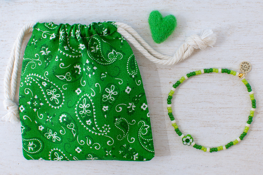 Millefiori Flower in Meadow Greens Mini Candi Beads