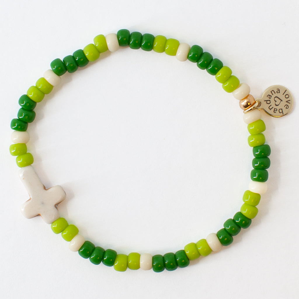 Stone Cross in Meadow Green Candi Beads