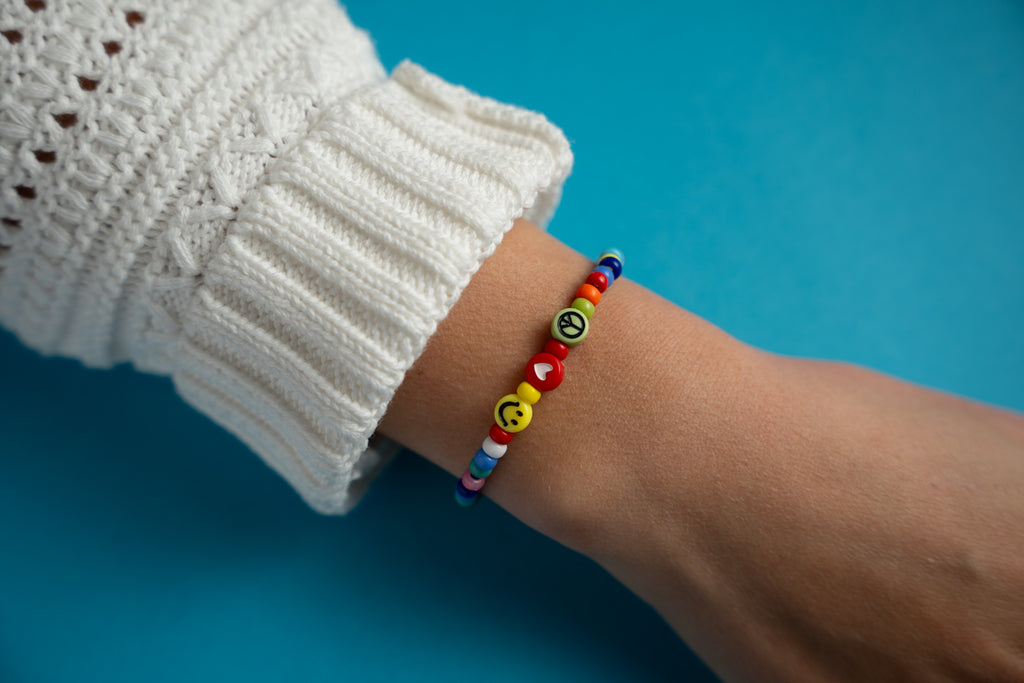 Peace, Love and Happiness in Multicolor Candi Beads