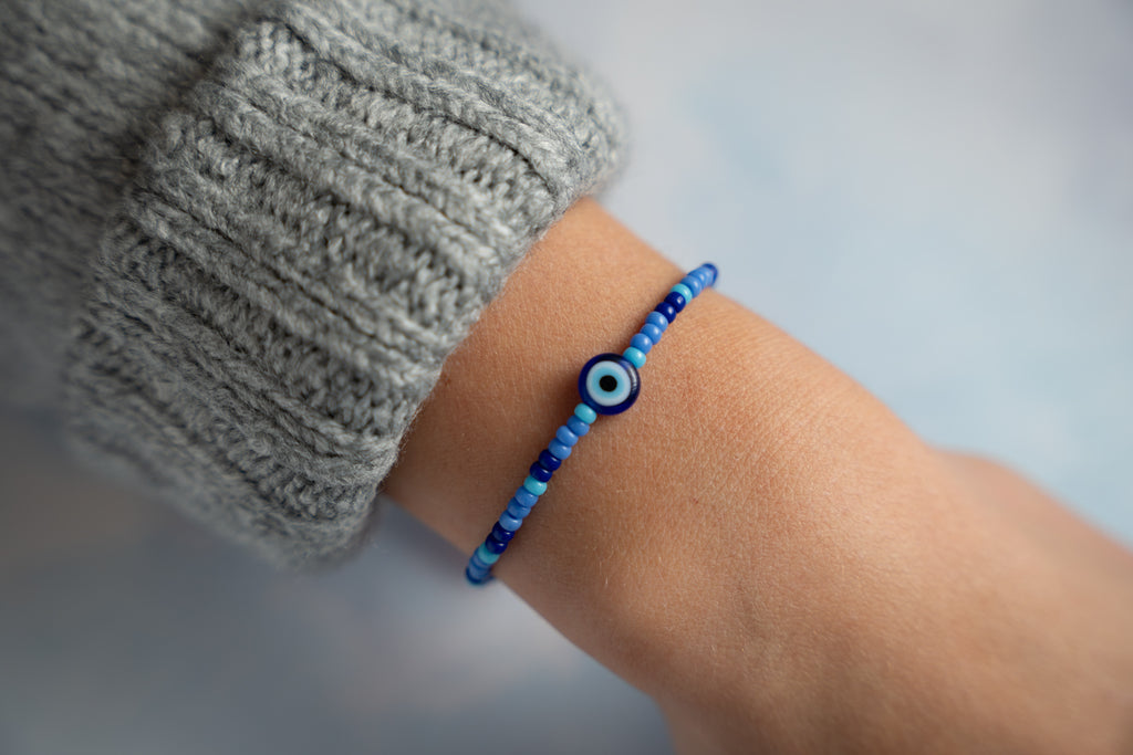 Evil Eye in Ocean Blues Mini Candi Beads