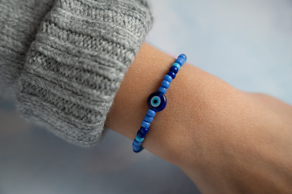 Evil Eye in Ocean Blues Candi Beads