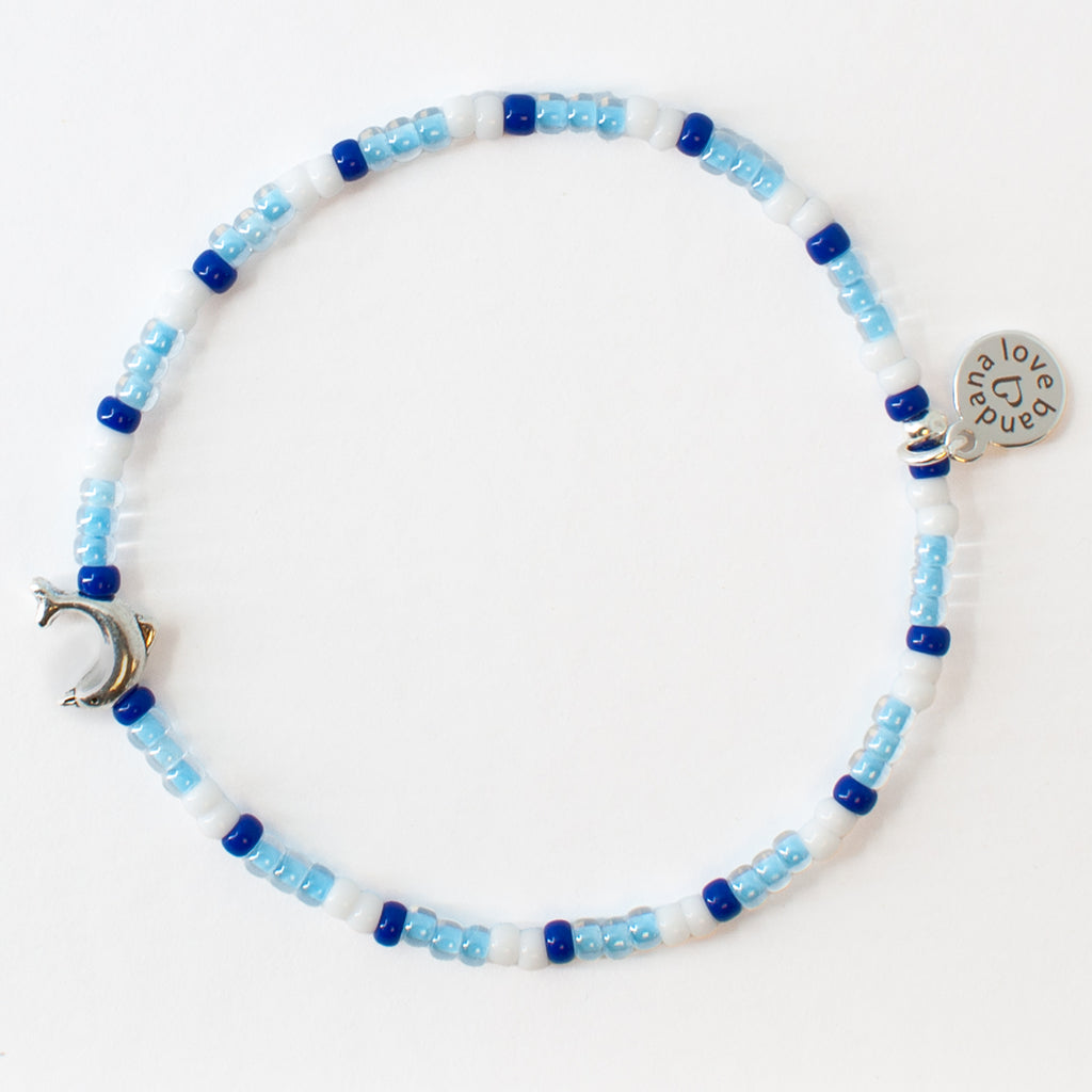 Silver Dolphin in Ocean Waves Mini Candi Beads