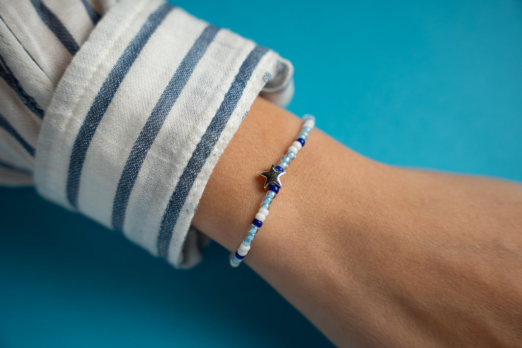 Silver Star in Ocean Waves Mini Candi Beads