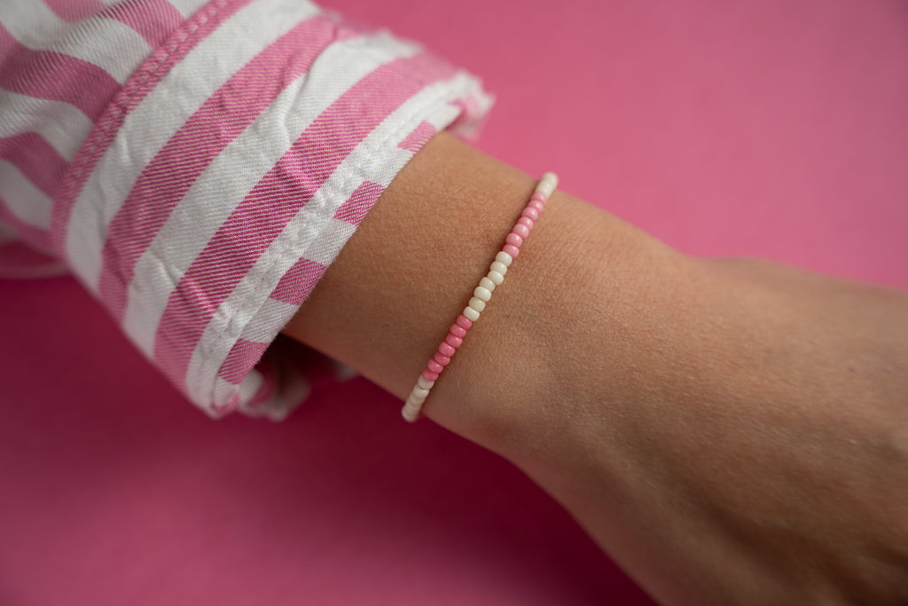 Pink and Ivory Mini Candi Beads