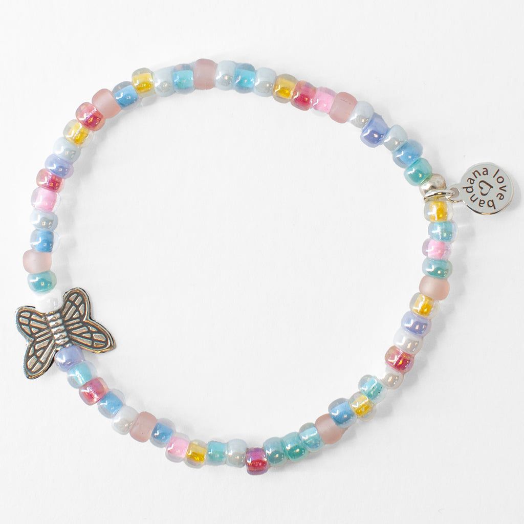 Silver Butterfly in Pastel Candi Beads