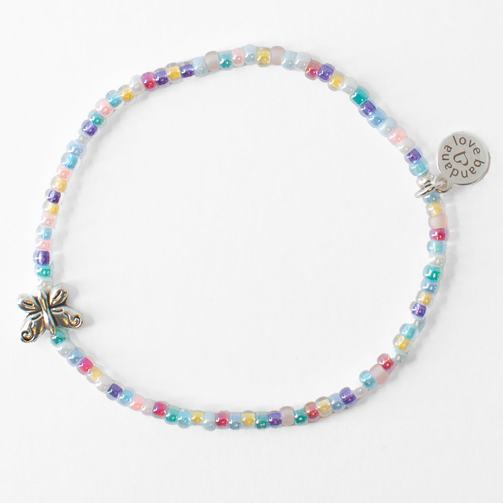 Silver Butterfly in Pastel Mini Candi Beads