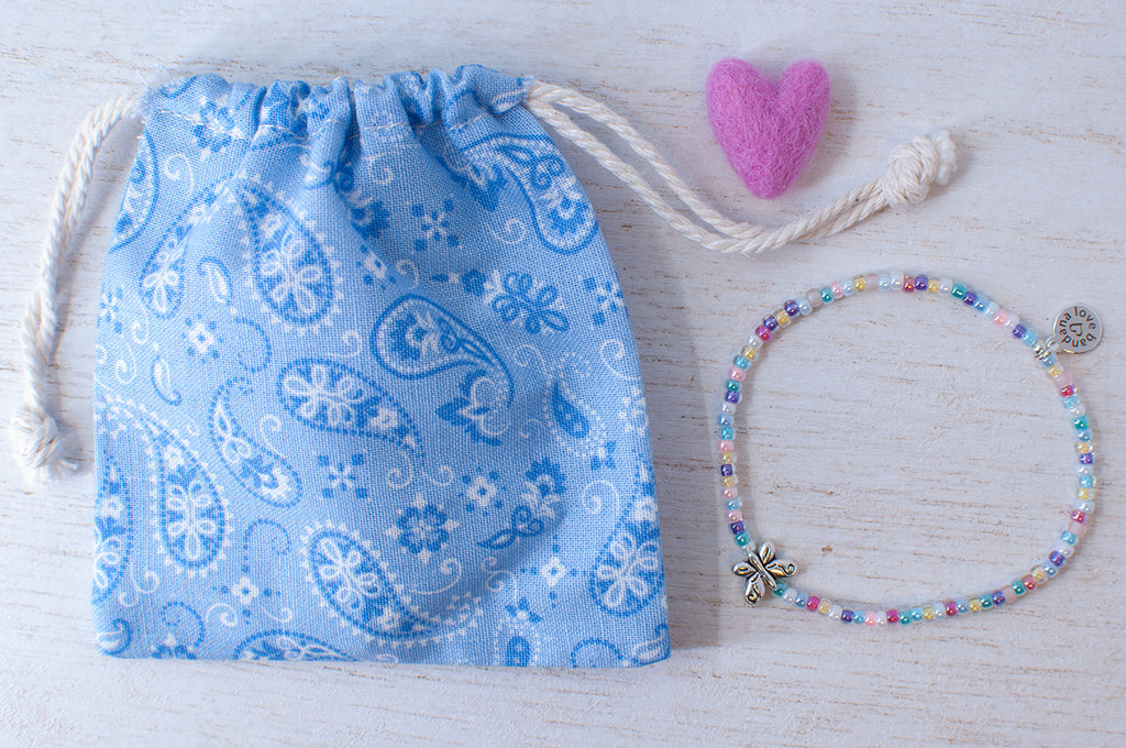 Silver Butterfly in Pastel Mini Candi Beads