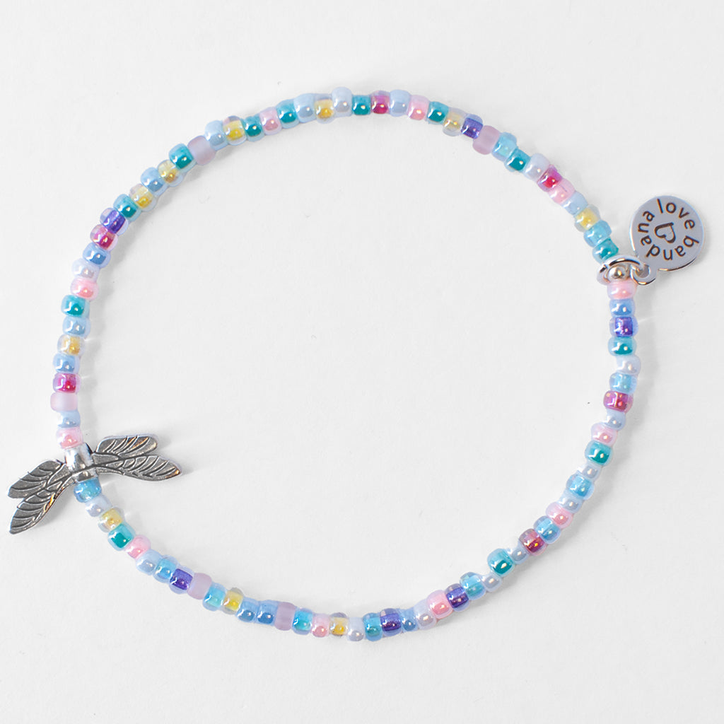 Silver Dragonfly in Pastel Mini Candi Beads