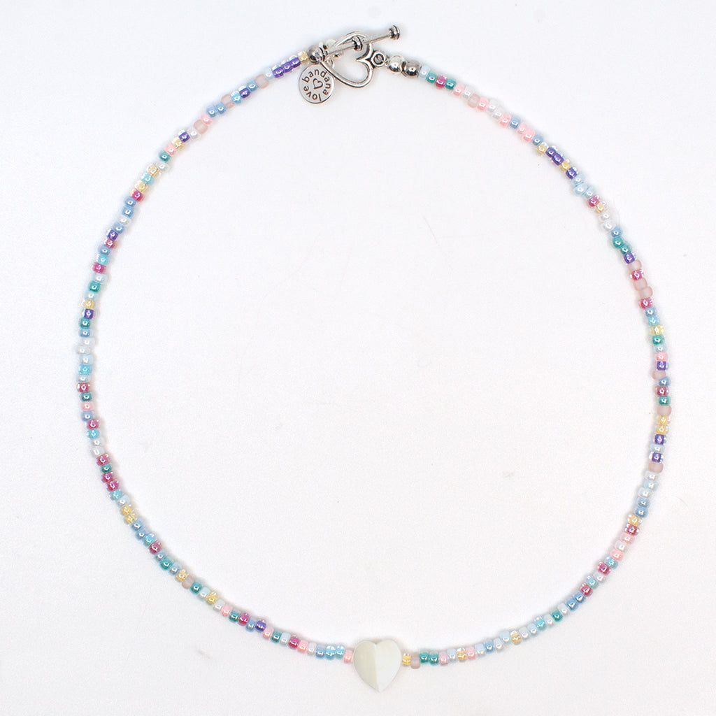 Pastel Shell Heart Mini Candi Beads Necklace