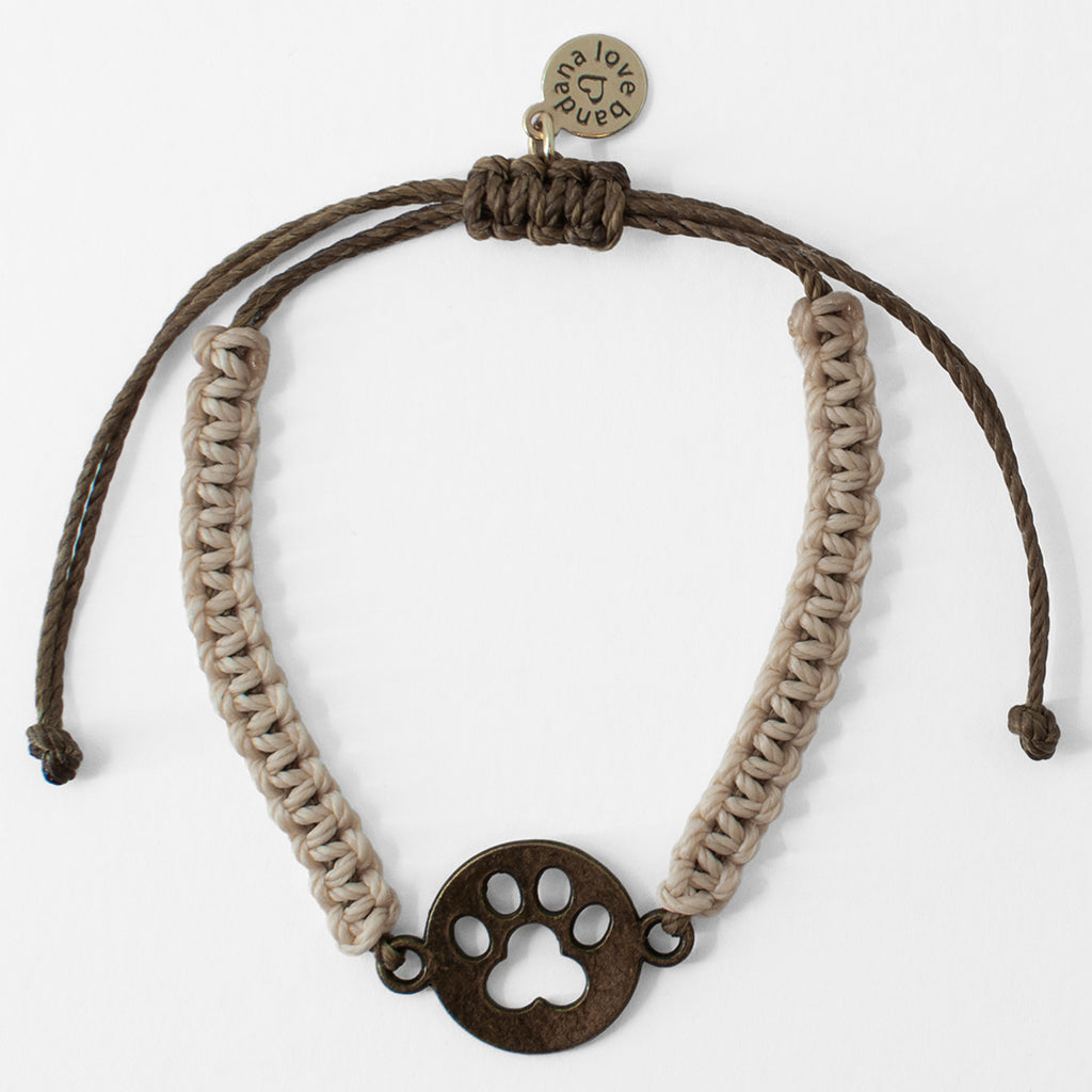 Bronze Paw Print Knotted String