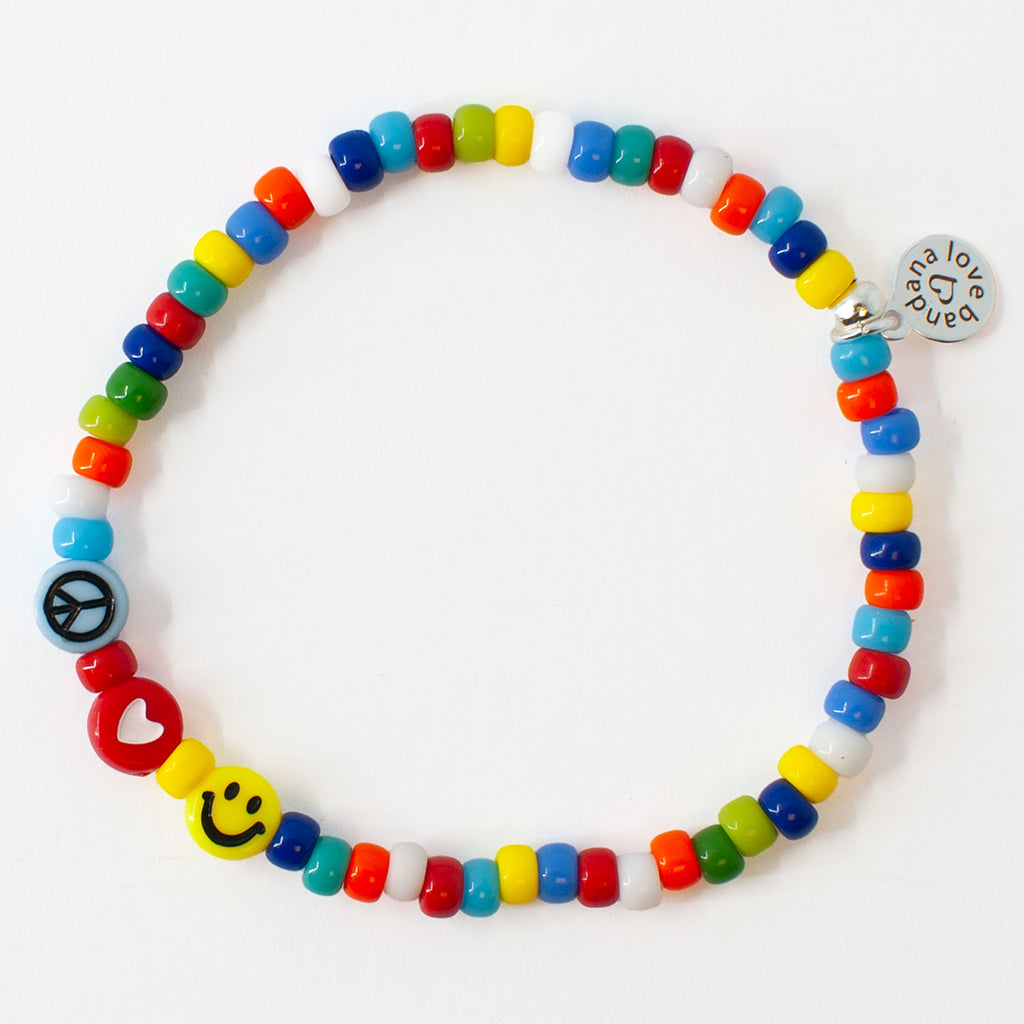 Peace, Love and Happiness in Multicolor Candi Beads