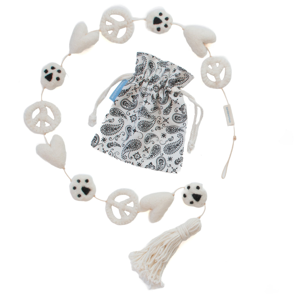 Peace Love Paw Prints Heart String