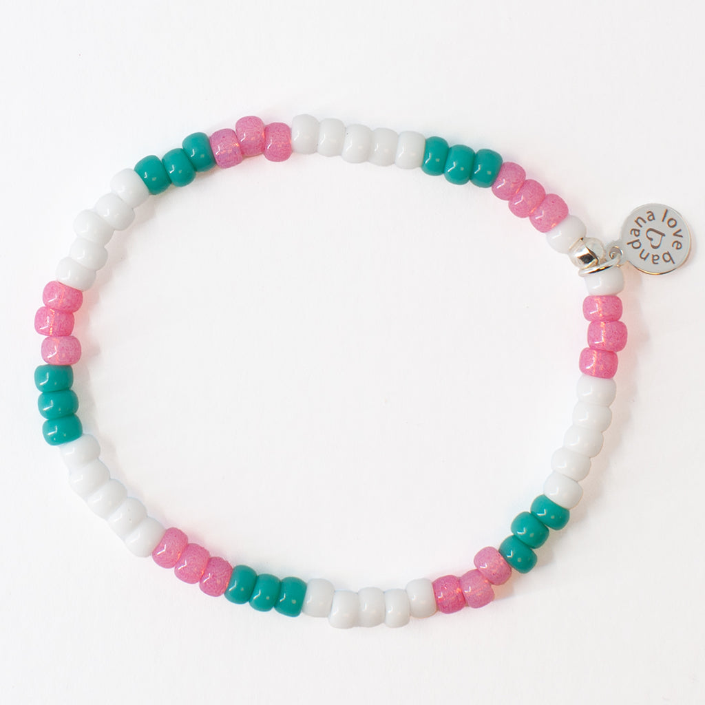 Pink Teal and White Candi Beads