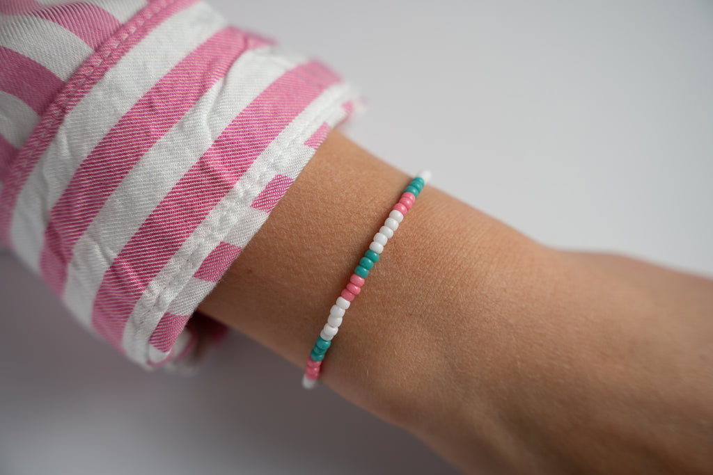 Pink, Teal, and White Mini Candi Beads