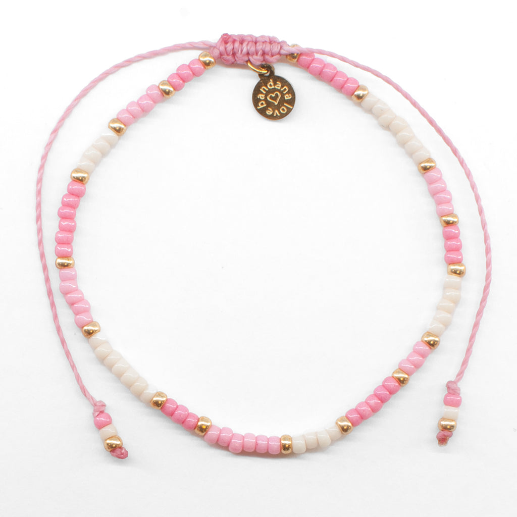 Pink Ivory and Gold Anklet