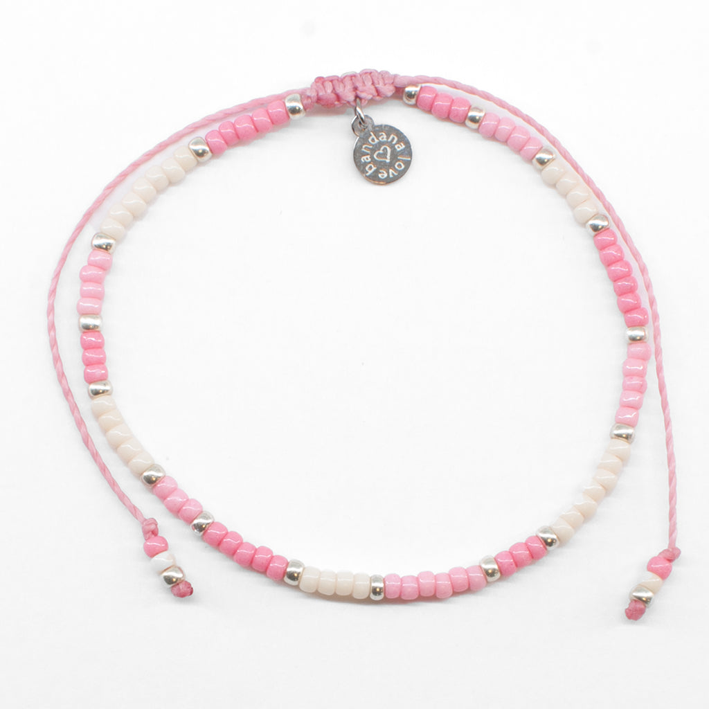 Pink Ivory and Silver Anklet