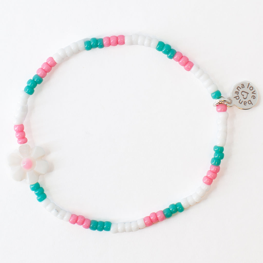 Shell Daisy in Pink, Teal, and White Mini Candi Beads