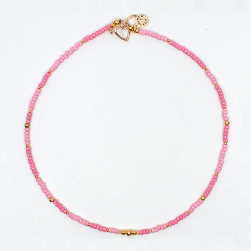 Pink and Gold Mini Candi Beads Necklace
