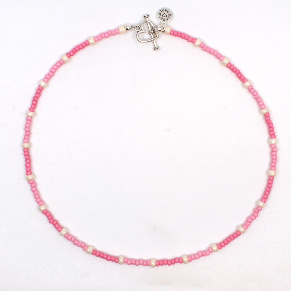 Pink and Ivory Mini Candi Beads Necklace