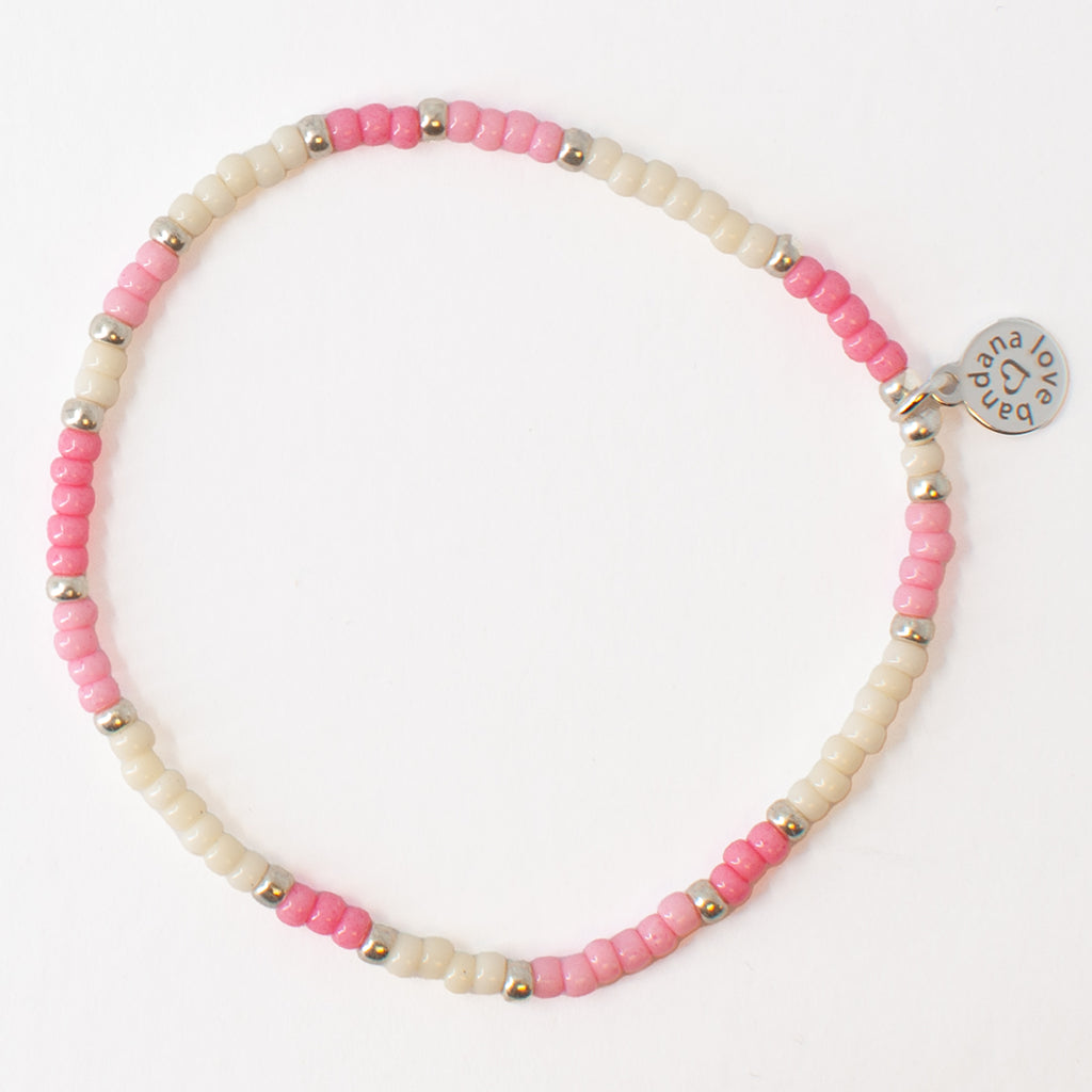 Pink and Ivory Silver Mini Candi Beads