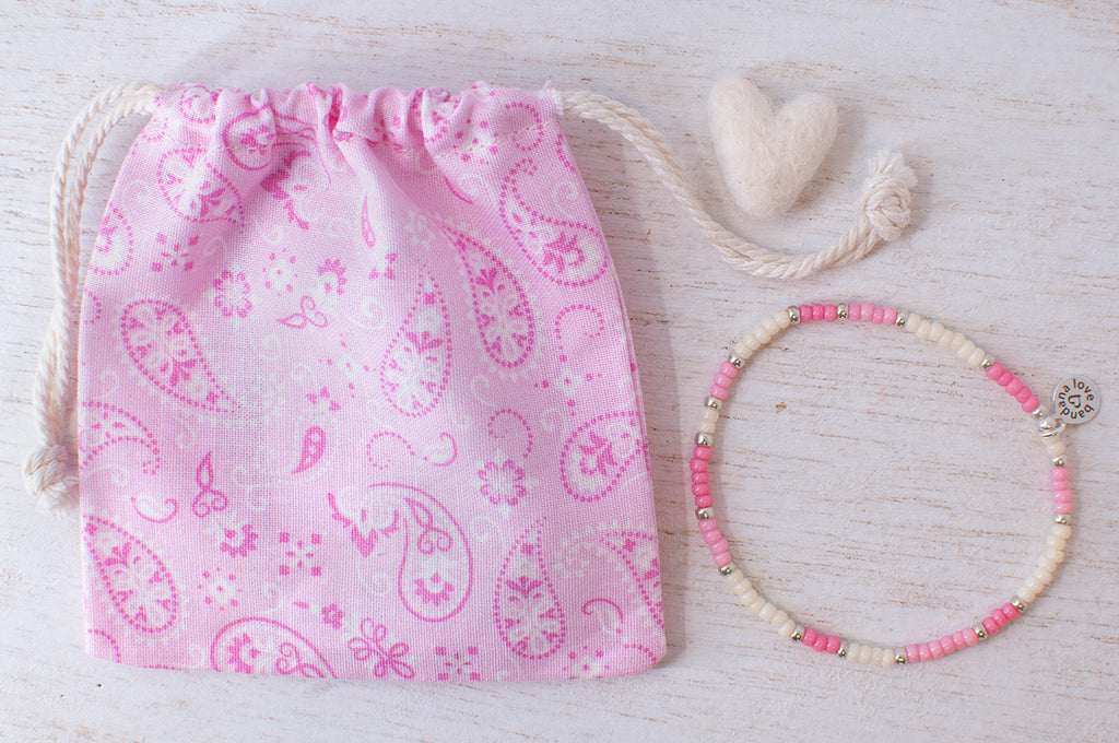 Pink and Ivory Silver Mini Candi Beads